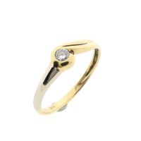 Bicolor gouden ring met diamant; 0,10 ct.