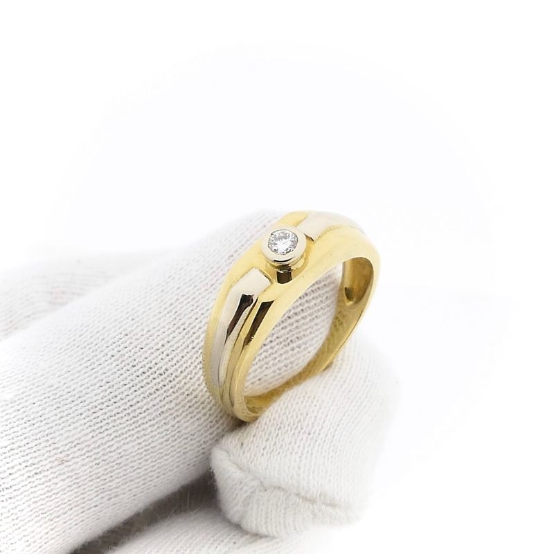 Afbeelding 9 van Bicolor gouden ring met diamant; 0,17 ct. 