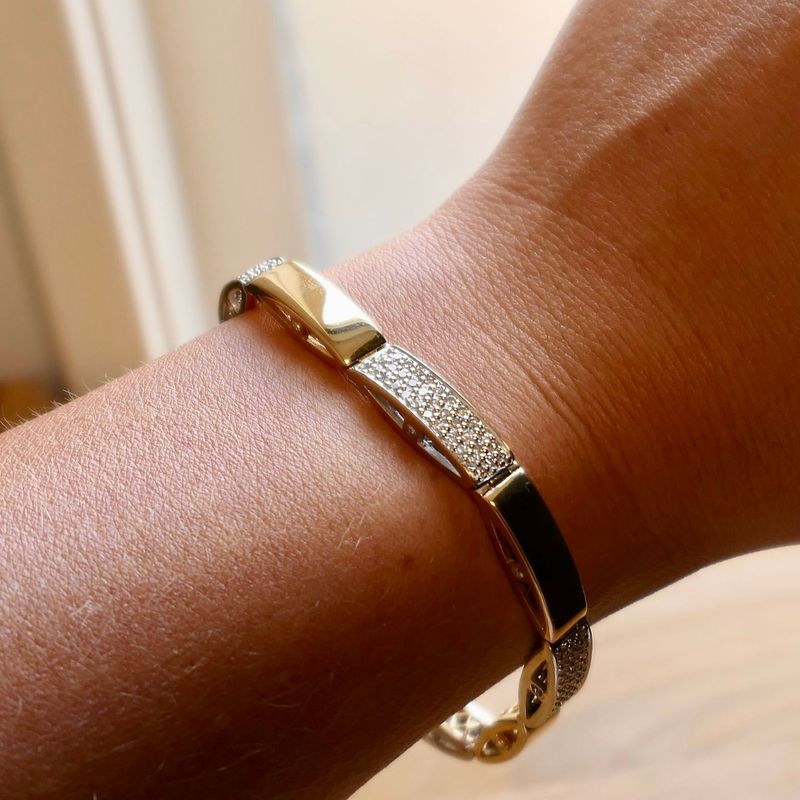 Image 13 of 18K Bicolor Gold Link Bracelet with Diamonds; 1.055 ct.