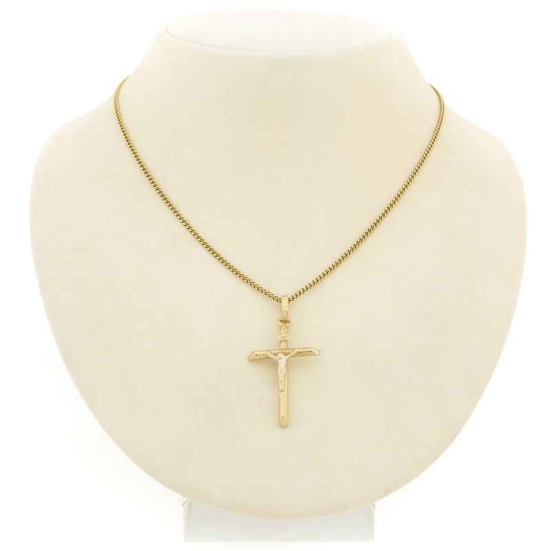 Image 3 of Gold pendant of a cross with corpus | INRI