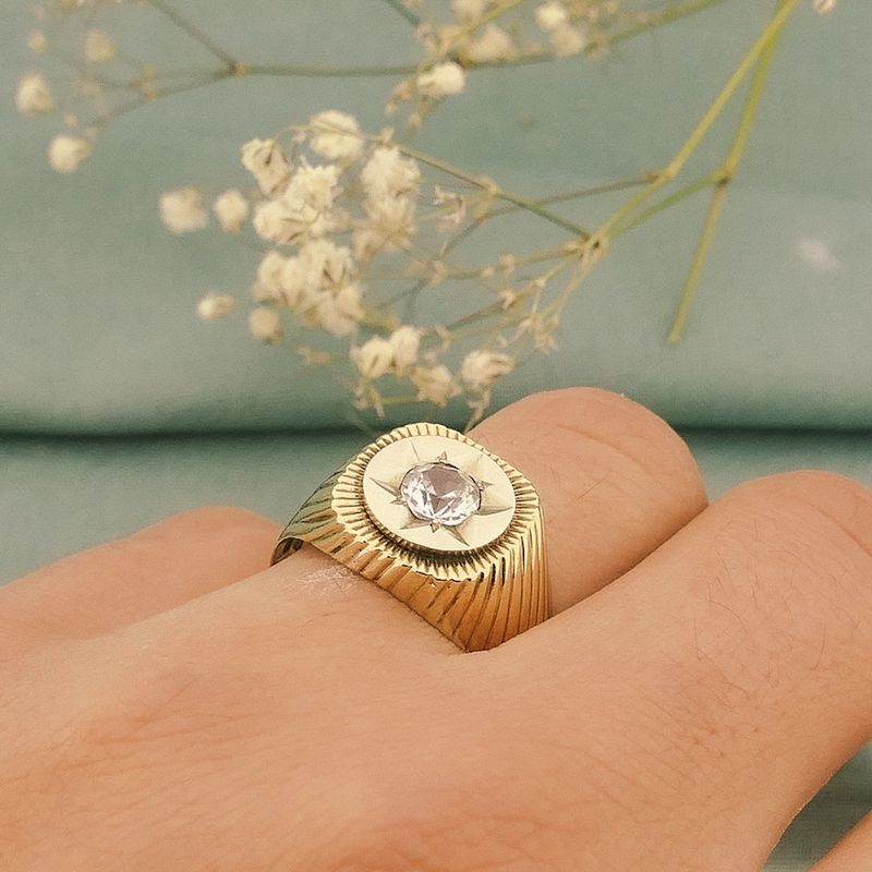 Image 4 of 8 carat large men's signet ring with zirconia