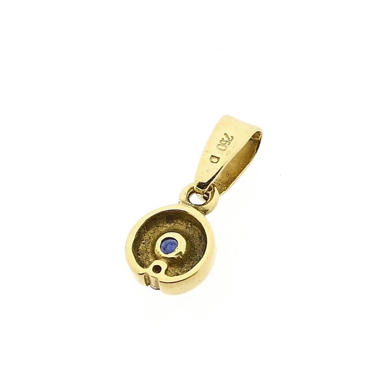 Image 5 of Minimalist Gold Pendant with Sapphire & Diamond | 0.005 ct.