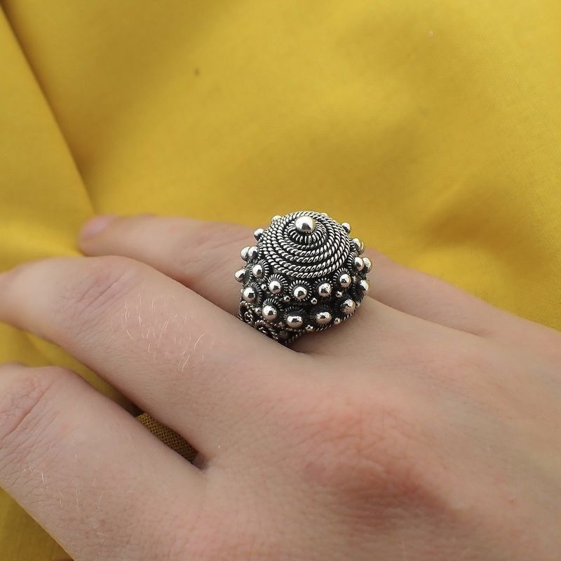 Image 8 of Silver ring with oriental design