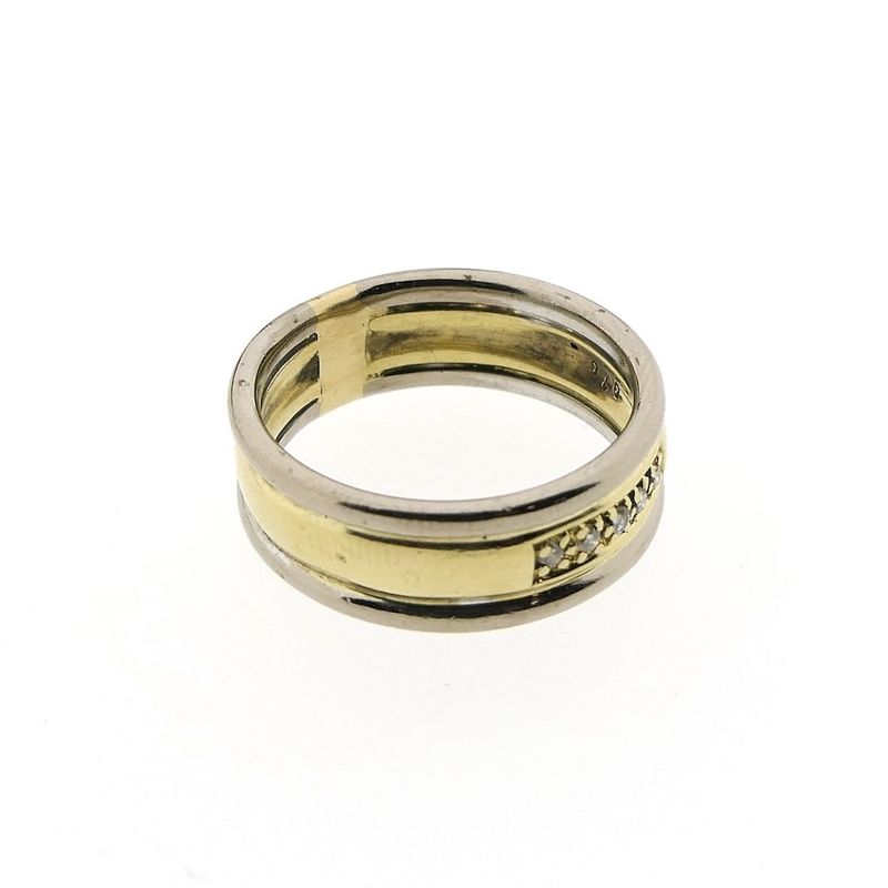 Image 3 of Bicolor wide gold ring with diamond; 0.10 ct.