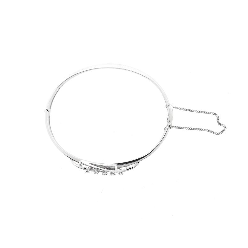 Afbeelding 3 van Witgouden slavenarmband met diamanten; 0,17 ct. 
