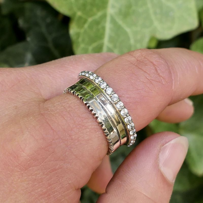 Image 6 of Silver wide ring with zirconia; GGAAFF