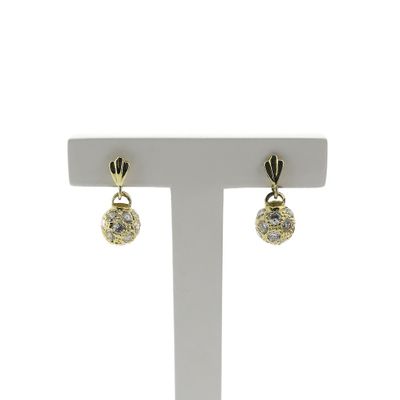 Gold ball stud earrings with zirconia Image 1 of Gold ball stud earrings with zirconia