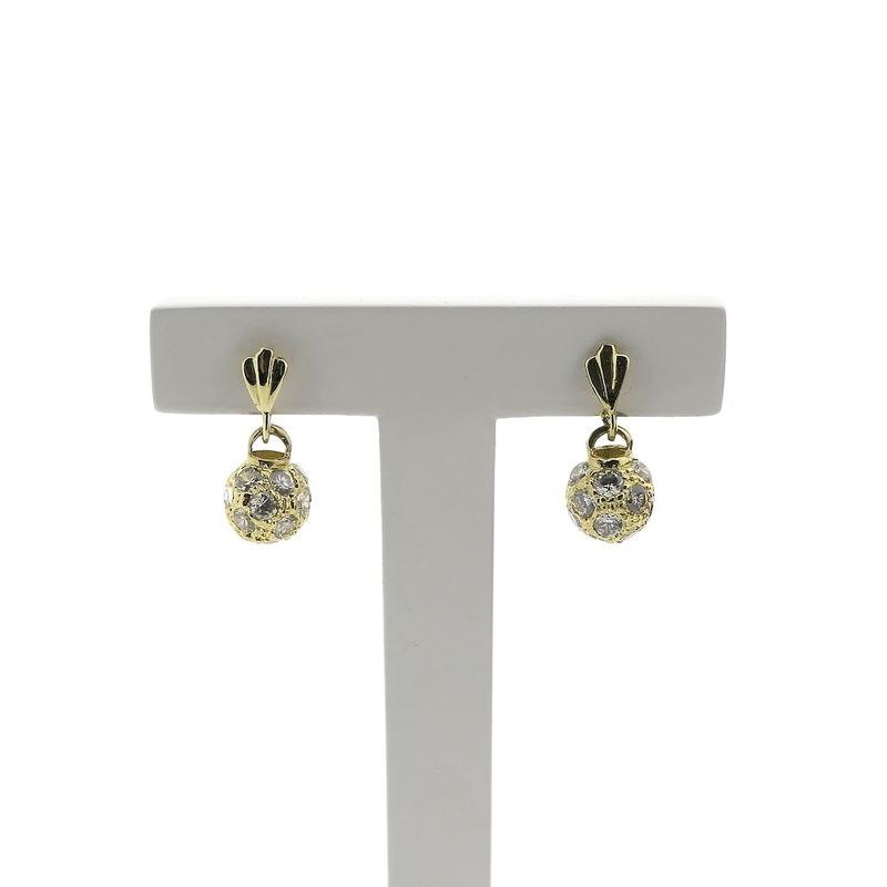Image 1 of Gold ball stud earrings with zirconia