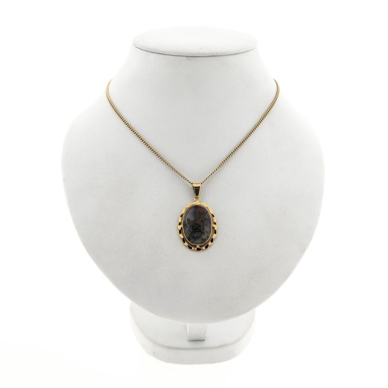 Afbeelding 3 van Gouden hanger met mosagaat