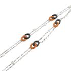 Image 12 of White gold necklace with fixed pendant with onyx, blood coral and diamond 0.74 ct.