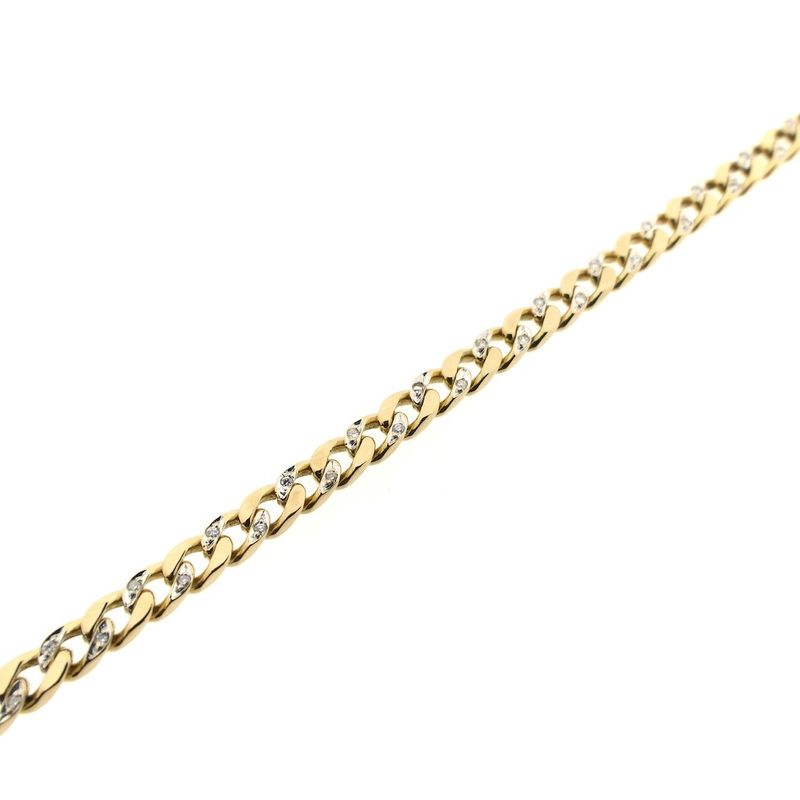 Image 8 of Gold flat gourmet link bracelet with diamonds
