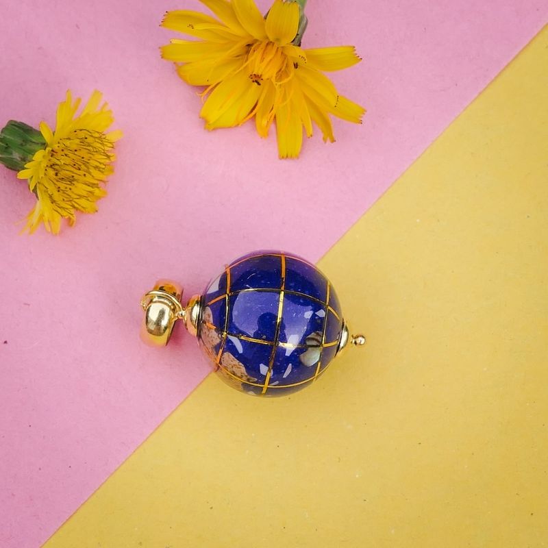 Image 6 of Gold globe pendant with enamel and mother of pearl