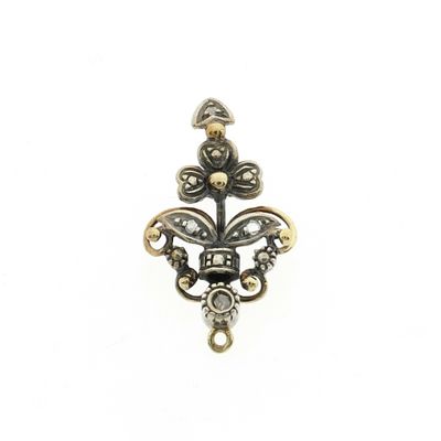Image 1 of 18 kt gold/silver antique pendant with diamond | Approx. 0.025 ct.