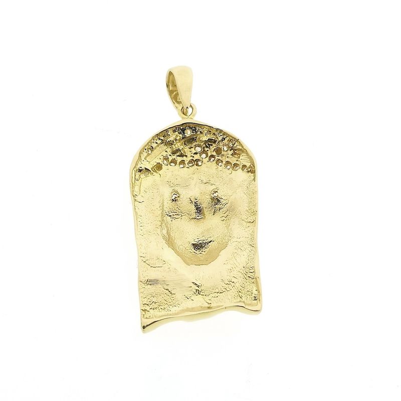 Image 6 of Gold pendant with the face of Jesus and zirconia