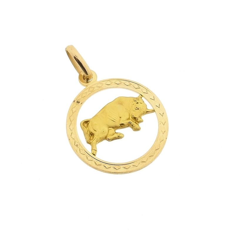 Image 8 of 18 carat gold zodiac sign pendant; Taurus