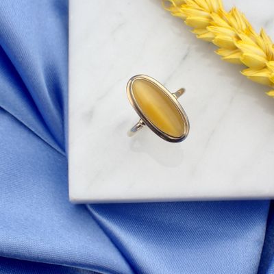 Image 2 of Gold ring with yellow tiger's eye | Vintage