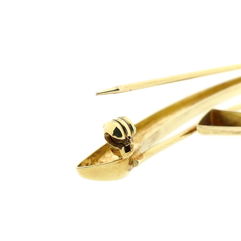 Afbeelding 6 van Vintage gouden abstracte broche met zirconia
