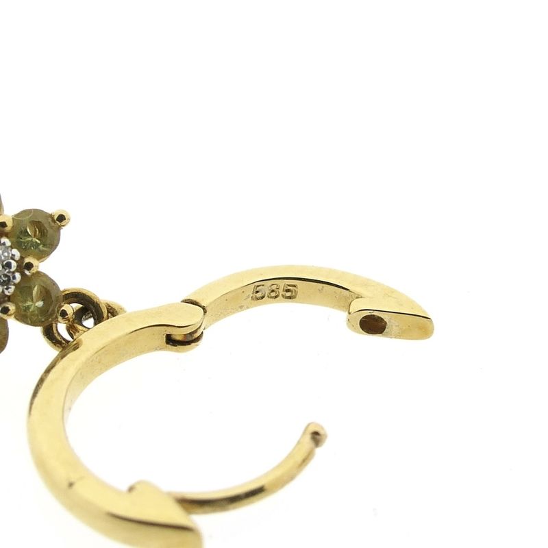 Image 5 of Gold earrings with peridot and diamond | 0.04 ct.