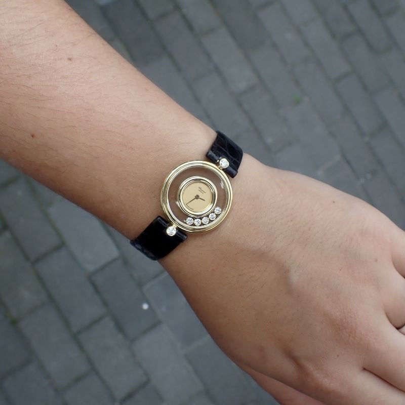 Image 11 of Chopard Happy Diamonds; Vintage 18k gold women's watch with diamonds