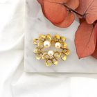 Image 2 of Vintage gold fantasy brooch with pearls