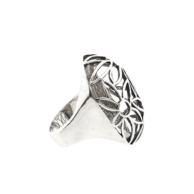 Afbeelding 6 van Zilveren gebolde florale ring 