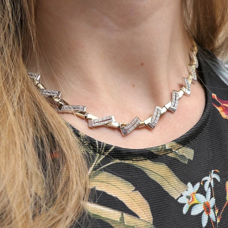 Image 8 of Two-tone gold necklace with zirconia