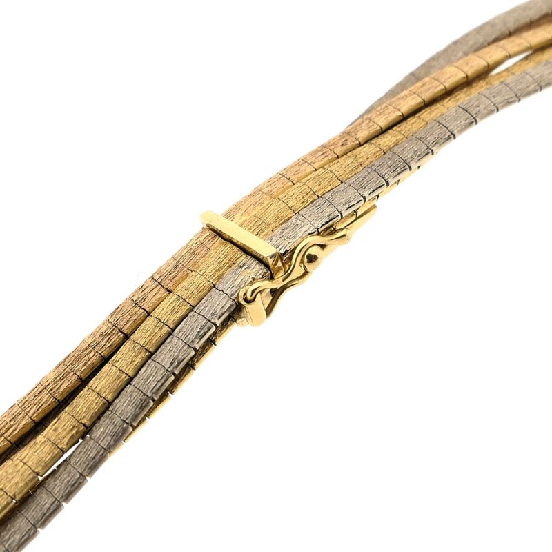 Image 5 of Tricolor Gold Omega Link Necklace