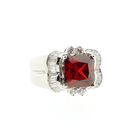 Image 5 of Silver cluster ring with red zirconia.