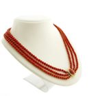Image 3 of Blood coral bead necklace with gold clasp; Antique | 45 cm