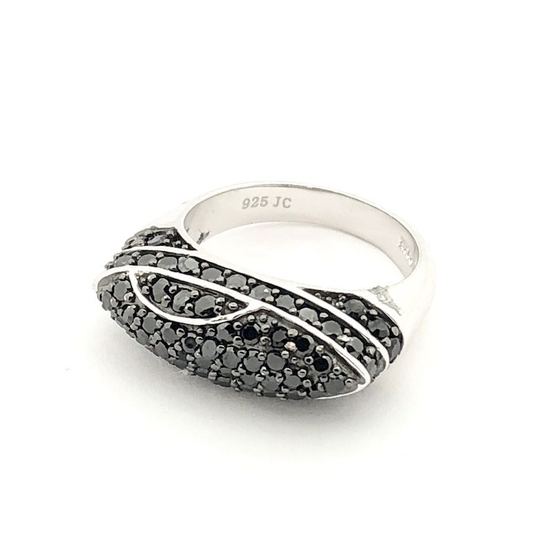 Image 3 of Silver ring with black stones