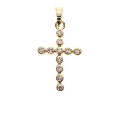 Image 1 of Gold pendant of the cross with zirconia