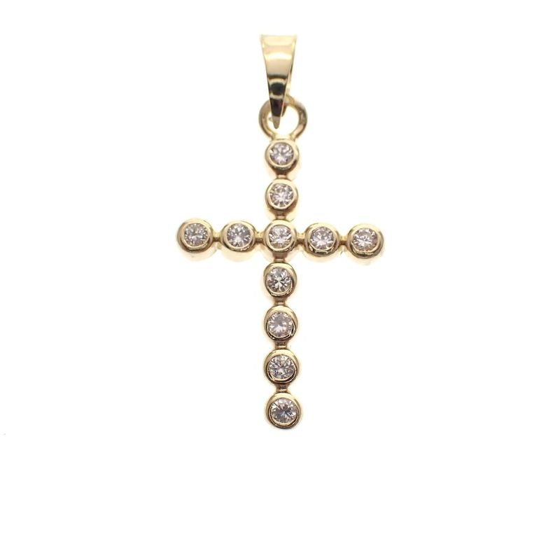 Image 1 of Gold pendant of the cross with zirconia