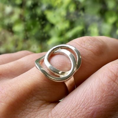 Image 2 of Silver ring with artistic design
