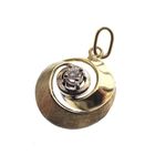 Image 2 of Two-tone gold circular pendant with diamond; 0.05 ct.