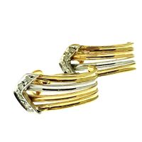 Bicolor gold stud earrings with diamonds | 0.08 ct.