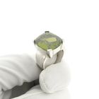 Image 9 of Silver ring with olive green zirconia stone