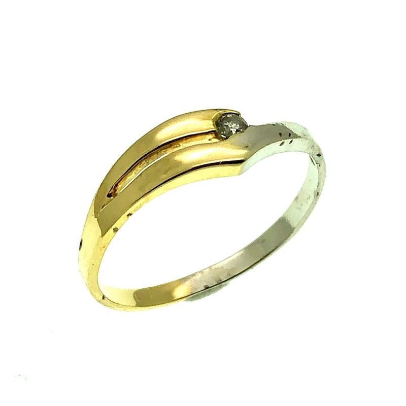 Image 1 of Two-tone gold solitaire ring with 0.03 ct diamond.