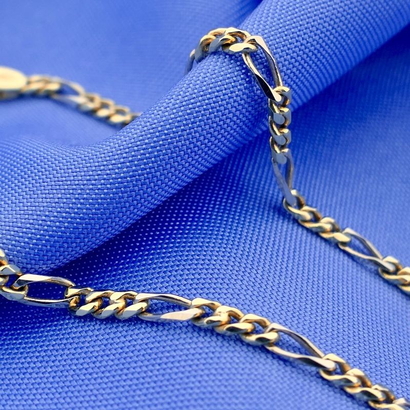 Image 8 of Two-tone gold Figaro link bracelet