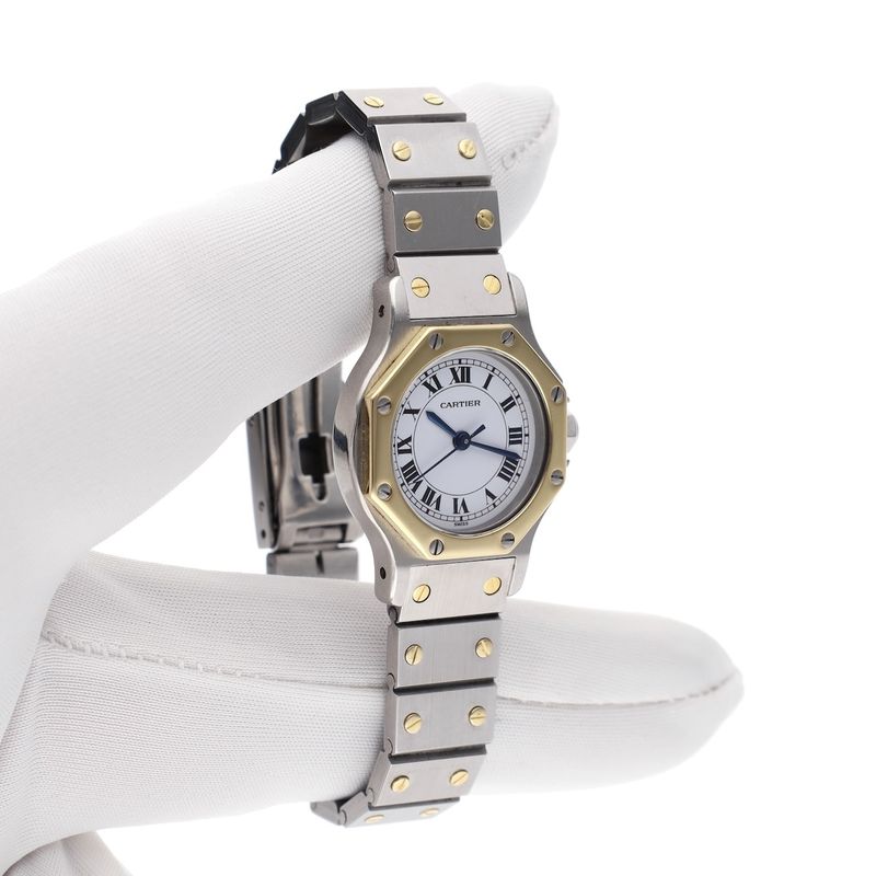 Image 14 of Cartier Santos Octagon Automatic 0907; 18k gold/steel women's watch