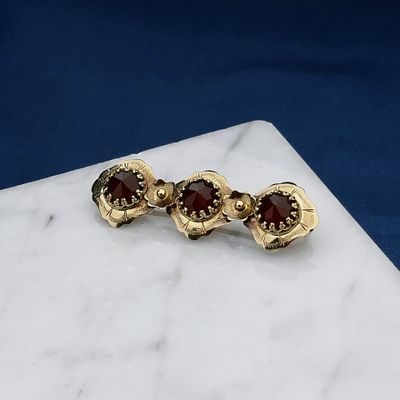 Afbeelding 2 van Vintage gouden broche met carneool