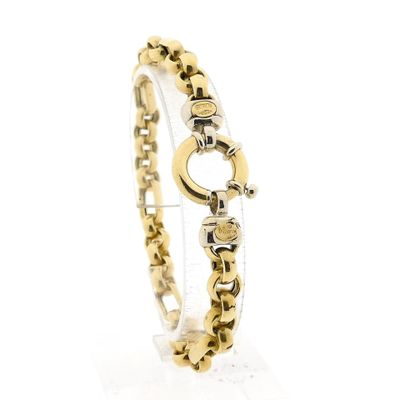 Image 1 of MGierre Bicolor Gold Figaro Chain Bracelet; 18 Karat; 21 cm