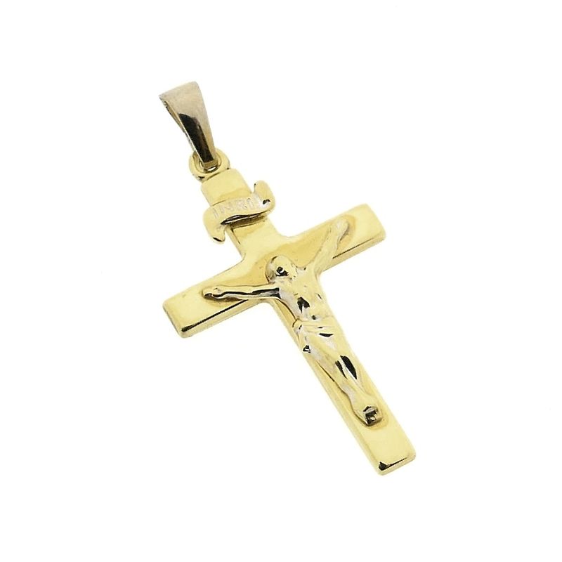 Image 8 of Gold pendant of a cross with corpus | INRI