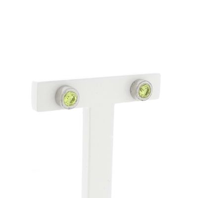 Image 2 of Silver stud earrings with green zirconia