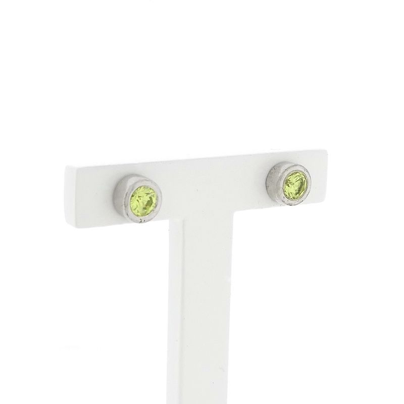 Image 2 of Silver stud earrings with green zirconia