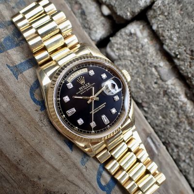 Image 2 of Rolex Day-Date 18038; 18k men's watch on President strap
