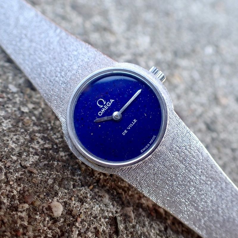 Image 6 of Omega Deville; 18k white gold women's watch with lapis lazuli dial