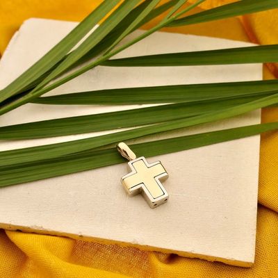 Bicolor Gold Cross Pendant Image 2 of Bicolor Gold Cross Pendant