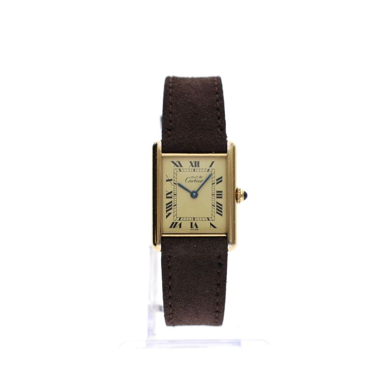 Image 1 of Cartier Tank Vermeil 'Large' 590005; Vintage Unisex Watch with Papers