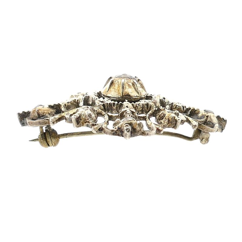 Afbeelding 9 van Zilveren Art-Nouveau broche gezet met roos geslepen diamanten