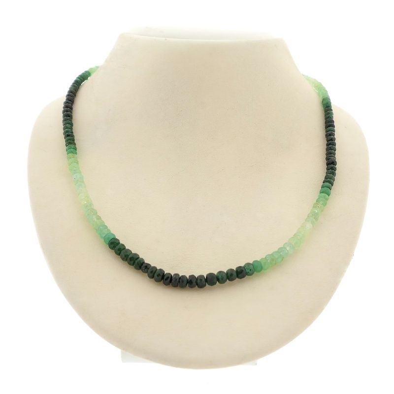 Image 1 of Emerald bead necklace with gold clasp